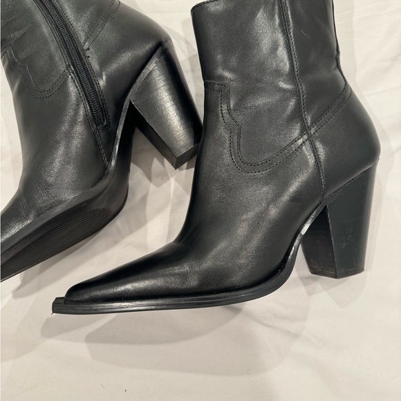 Mango Black Leather Ankle Boots - Picture 3 of 4